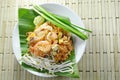 Pad Thai stir fried rice noodles with seafood and egg on plate Royalty Free Stock Photo