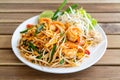 pad thai (stir-fried rice noodles with shrimps Royalty Free Stock Photo