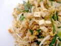 Pad Thai, stir-fried rice noodles with tofu. The one of Thailand's national main dish. Royalty Free Stock Photo