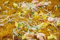 The `Pad Thai`, is a street food meal throughout Thailand. Here the ingredients are being stir fried in a large wok or metal hot Royalty Free Stock Photo