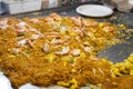 The \'Pad Thai\', is a street food meal throughout Thailand. Here the ingredients are being stir fried Royalty Free Stock Photo