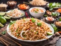 Pad Thai, Thai food with vegetables Royalty Free Stock Photo