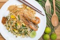 (Pad Thai) Thai style fried noodles Royalty Free Stock Photo