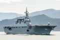 JS Ise, Hyuga-class helicopter destroyer of Japan Maritime Self-Defense Force sails in the Padang harbour Royalty Free Stock Photo