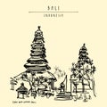 Padangbai, Bali, Indonesia. Vector hand drawn postcard