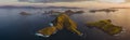 Padar island.pink beach.Flores tropical paradise. Labuan Bajo. panorama drone Royalty Free Stock Photo