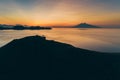 Padar island.pink beach.Flores tropical paradise. Labuan Bajo. drone aerial Royalty Free Stock Photo