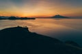 Padar island.pink beach.Flores tropical paradise. Labuan Bajo. drone aerial Royalty Free Stock Photo