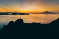 Padar island.pink beach.Flores tropical paradise. Labuan Bajo. drone aerial Royalty Free Stock Photo