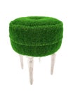 Padded stool from a grass with wooden legs