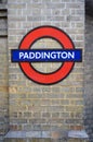 Paddington London Uk United Kingdom Sign platform, underground, subway