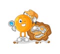 Paddle ball archaeologists with fossils mascot. cartoon vector