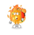 Paddle ball eat hot chilie mascot. cartoon vector Royalty Free Stock Photo