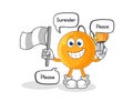 Paddle ball hold surrender flag mascot. cartoon vector Royalty Free Stock Photo