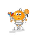 Paddle ball maid mascot. cartoon vector
