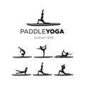 Paddle board woman yoga silhouette logo