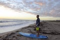 Paddle Boarder At Sunrise on South Beach