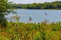 Paddle boarding on the lake at Ed Zorinsky lake park