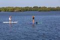 Paddle boarding lesson Royalty Free Stock Photo