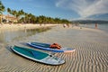 Paddle boards. White Beach. Boracay. Malay. Aklan. Western Visayas. Philippines Royalty Free Stock Photo