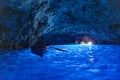 Paddle boat in the Blue Grotto Royalty Free Stock Photo