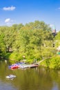 Paddle boat in the Ruhr river in Werden heighbourhood of Essen Royalty Free Stock Photo