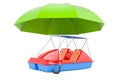 Paddle boat under umbrella, 3D rendering