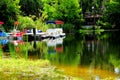 Paddle Boats reflecting in water Royalty Free Stock Photo