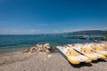 Paddle boats and sailing boats moored on the Lake Garda - Veneto Italy Royalty Free Stock Photo