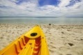 Paddle boats on white sandy beach Royalty Free Stock Photo