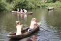 Paddle in an open canoe