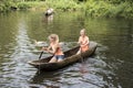 Paddle in an open canoe