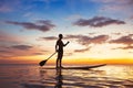 Paddle standing board, beach leisure activity, SUP Royalty Free Stock Photo