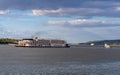 Paddle Steamer American Queen departs from Natchez Mississippi Royalty Free Stock Photo