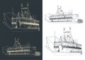 Paddle steamer drawings