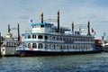 Paddle steamer Louisiana Star ferry docked in the port, Hamburg, Royalty Free Stock Photo