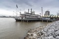 Paddle steamer Natchez at Mississippi river pier in New Orleans Royalty Free Stock Photo