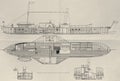 Paddle steamer plan Royalty Free Stock Photo