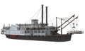 Paddle Steamer River Boat 3D rendering on white background Royalty Free Stock Photo