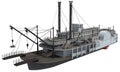 Paddle Steamer River Boat 3D rendering on white background Royalty Free Stock Photo