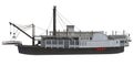Paddle Steamer River Boat 3D rendering on white background Royalty Free Stock Photo