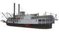 Paddle Steamer River Boat 3D rendering on white background Royalty Free Stock Photo