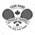 Paddle tennis badge, emblem or sign. Vector illustration.