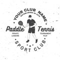 Paddle tennis club badge, emblem or sign. Vector illustration.