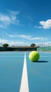 Paddle tennis court marked with a prominent white boundary line