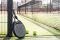 Paddle tennis racket and ball