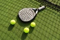 Paddle tennis racket and ball