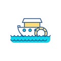 Paddle-wheel boat RGB color icon Royalty Free Stock Photo