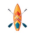 Paddleboard with Cross Paddle Illustration, Vector Graphic for Water Sport Activity and Leisure Royalty Free Stock Photo