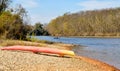 Paddleboard on a sandbar of the Bogue Chitto River Royalty Free Stock Photo